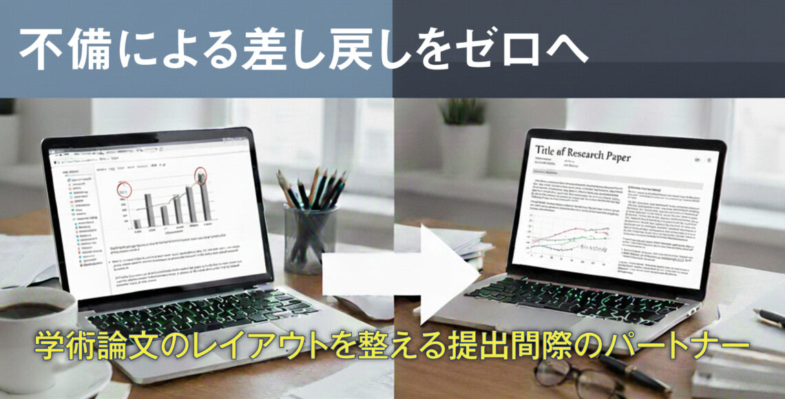 学術論文のレイアウトを整える提出間際のパートナー